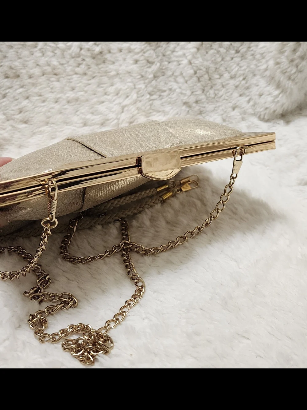 Nina New York Evening Clutch Bag – Metallic Gold with Detachable Chain - Picture 5 of 8